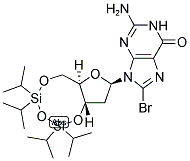 8-BROMO-N9-[3',5'-O-(1,1,3,3-TETRAKIS(ISOPROPYL)-1,3-DISILOXANEDIYL)-BETA-D-2'-DEOXYRIBOFURANOSYL]GUANINE 结构式