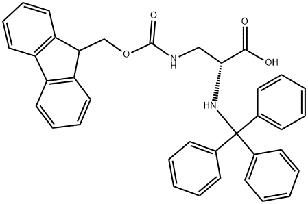 3-[[(9H-芴-9-基甲氧基)羰基]氨基]-N-(三苯基甲基)-D-丙氨酸 结构式