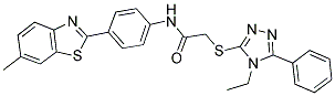 2-(4-Ethyl-5-phenyl-4H-1,2,4-triazol-3-ylthio)-N-(4-(6-methylbenzo[d]thiazol-2-yl)phenyl)acetamide 结构式