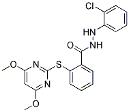 2-[(4,6-DIMETHOXYPYRIMIDIN-2-YL)THIO]BENZOIC ACID, 2-(2-CHLOROPHENYL)HYDRAZIDE 结构式