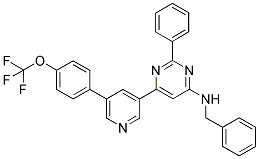 BENZYL-(2-PHENYL-6-[5-(4-TRIFLUOROMETHOXY-PHENYL)-PYRIDIN-3-YL]-PYRIMIDIN-4-YL)-AMINE 结构式