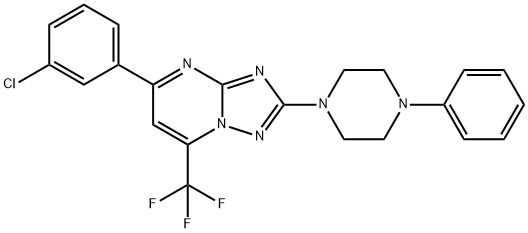 5-(3-CHLOROPHENYL)-2-(4-PHENYLPIPERAZINO)-7-(TRIFLUOROMETHYL)[1,2,4]TRIAZOLO[1,5-A]PYRIMIDINE 结构式