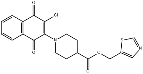 1,3-THIAZOL-5-YLMETHYL 1-(3-CHLORO-1,4-DIOXO-1,4-DIHYDRO-2-NAPHTHALENYL)-4-PIPERIDINECARBOXYLATE 结构式