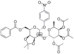 P-NITROPHENYL 6-O-BENZOYL-3,4-O-ISOPROPYLIDENE-2-O-(2,3,4-TRI-O-ACETYL-A-L-FUCOPYRANOSYL)-A-D-GALACTOPYRANOSIDE 结构式