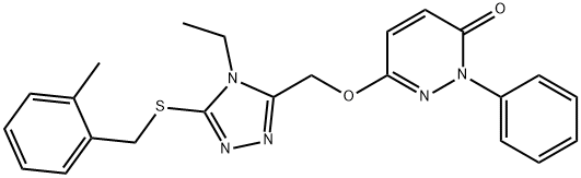6-((4-ETHYL-5-[(2-METHYLBENZYL)SULFANYL]-4H-1,2,4-TRIAZOL-3-YL)METHOXY)-2-PHENYL-3(2H)-PYRIDAZINONE 结构式