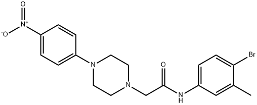 N-(4-BROMO-3-METHYLPHENYL)-2-[4-(4-NITROPHENYL)PIPERAZINO]ACETAMIDE 结构式