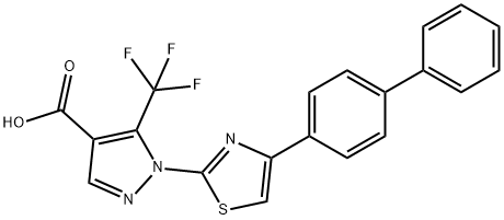 1-(4-[1,1'-BIPHENYL]-4-YL-1,3-THIAZOL-2-YL)-5-(TRIFLUOROMETHYL)-1H-PYRAZOLE-4-CARBOXYLIC ACID 结构式