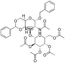 2-乙酰氨基-3-O-(2,3,4,6-四-O-乙酰基-Β-D-吡喃半乳糖基)-4,6-O-亚苄基-2-脱氧-Α-D-吡喃葡萄糖 结构式