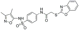 2-(BENZO[D]OXAZOL-2-YLTHIO)-N-(4-(N-(3,4-DIMETHYLISOXAZOL-5-YL)SULFAMOYL)PHENYL)ACETAMIDE 结构式