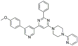 4-[5-(4-METHOXY-PHENYL)-PYRIDIN-3-YL]-2-PHENYL-6-(4-PYRIDIN-2-YL-PIPERAZIN-1-YL)-PYRIMIDINE 结构式