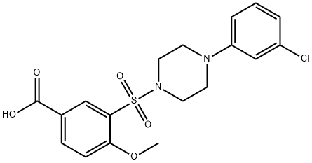 3-[[4-(3-CHLOROPHENYL)PIPERAZIN-1-YL]SULFONYL]-4-METHOXYBENZOIC ACID 结构式