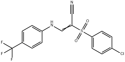 2-((4-CHLOROPHENYL)SULFONYL)-3-((4-(TRIFLUOROMETHYL)PHENYL)AMINO)PROP-2-ENENITRILE 结构式