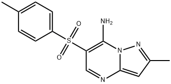 2-METHYL-6-[(4-METHYLPHENYL)SULFONYL]PYRAZOLO[1,5-A]PYRIMIDIN-7-AMINE 结构式