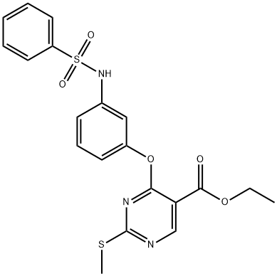 ETHYL 2-(METHYLSULFANYL)-4-(3-[(PHENYLSULFONYL)AMINO]PHENOXY)-5-PYRIMIDINECARBOXYLATE 结构式