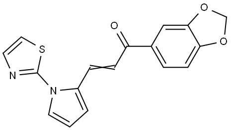 (Z)-1-(1,3-Benzodioxol-5-yl)-3-[1-(1,3-thiazol-2-yl)-1H-pyrrol-2-yl]-2-propen-1-one 结构式