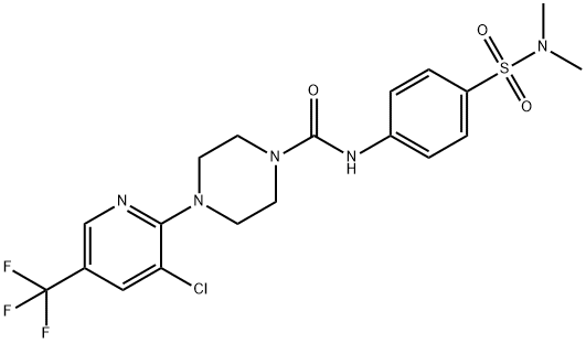 4-[3-CHLORO-5-(TRIFLUOROMETHYL)-2-PYRIDINYL]-N-(4-[(DIMETHYLAMINO)SULFONYL]PHENYL)TETRAHYDRO-1(2H)-PYRAZINECARBOXAMIDE 结构式