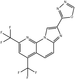8-(1,3,4-OXADIAZOL-2-YL)-2,4-BIS(TRIFLUOROMETHYL)IMIDAZO[1,2-A][1,8]NAPHTHYRIDINE 结构式