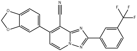 7-(1,3-BENZODIOXOL-5-YL)-2-[3-(TRIFLUOROMETHYL)PHENYL][1,2,4]TRIAZOLO[1,5-A]PYRIDINE-8-CARBONITRILE 结构式