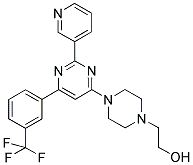 2-(4-[2-PYRIDIN-3-YL-6-(3-TRIFLUOROMETHYL-PHENYL)-PYRIMIDIN-4-YL]-PIPERAZIN-1-YL)-ETHANOL 结构式