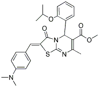 (Z)-METHYL 2-(4-(DIMETHYLAMINO)BENZYLIDENE)-5-(2-ISOPROPOXYPHENYL)-7-METHYL-3-OXO-3,5-DIHYDRO-2H-THIAZOLO[3,2-A]PYRIMIDINE-6-CARBOXYLATE 结构式