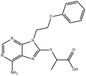 2-((6-氨基-9-(2-苯氧乙基)-9H-嘌呤-8-基)硫)丙酸 结构式