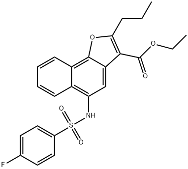 ETHYL 5-(4-FLUOROPHENYLSULFONAMIDO)-2-PROPYLNAPHTHO[1,2-B]FURAN-3-CARBOXYLATE 结构式