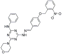 (E)-4-MORPHOLINO-6-(2-(4-(2-NITROBENZYLOXY)BENZYLIDENE)HYDRAZINYL)-N-PHENYL-1,3,5-TRIAZIN-2-AMINE 结构式