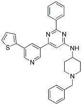 (1-BENZYL-PIPERIDIN-4-YL)-[2-PHENYL-6-(5-THIOPHEN-2-YL-PYRIDIN-3-YL)-PYRIMIDIN-4-YL]-AMINE 结构式