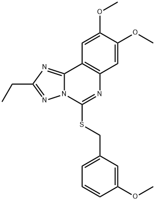 2-Ethyl-8,9-dimethoxy-5-[(3-methoxybenzyl)sulfanyl][1,2,4]triazolo[1,5-c]quinazoline 结构式