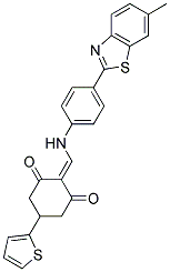 2-((4-(6-METHYLBENZO[D]THIAZOL-2-YL)PHENYLAMINO)METHYLENE)-5-(THIOPHEN-2-YL)CYCLOHEXANE-1,3-DIONE 结构式