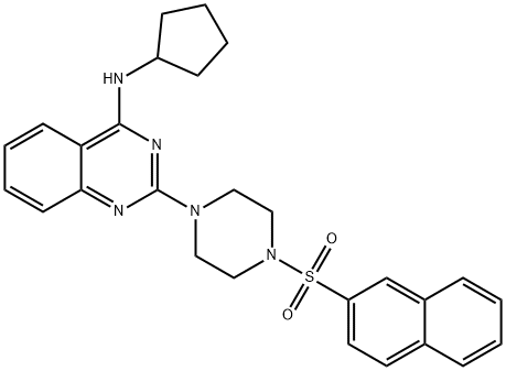 N-CYCLOPENTYL-2-(4-(NAPHTHALEN-2-YLSULFONYL)PIPERAZIN-1-YL)QUINAZOLIN-4-AMINE 结构式