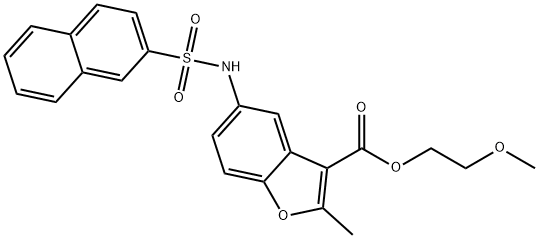 2-METHOXYETHYL 2-METHYL-5-(NAPHTHALENE-2-SULFONAMIDO)BENZOFURAN-3-CARBOXYLATE 结构式