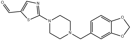 2-[4-(1,3-BENZODIOXOL-5-YLMETHYL)PIPERAZINO]-1,3-THIAZOLE-5-CARBALDEHYDE 结构式