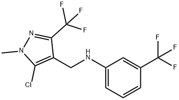 N-([5-CHLORO-1-METHYL-3-(TRIFLUOROMETHYL)-1H-PYRAZOL-4-YL]METHYL)-3-(TRIFLUOROMETHYL)ANILINE 结构式