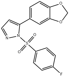 5-(1,3-BENZODIOXOL-5-YL)-1-[(4-FLUOROPHENYL)SULFONYL]-1H-PYRAZOLE 结构式