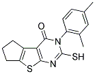 5-(2,4-DIMETHYL-PHENYL)-6-MERCAPTO-1,2,3,5-TETRAHYDRO-8-THIA-5,7-DIAZA-CYCLOPENTA[A]INDEN-4-ONE 结构式