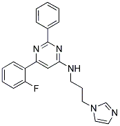 6-(2-FLUOROPHENYL)-N-[3-(1H-IMIDAZOL-1-YL)PROPYL]-2-PHENYLPYRIMIDIN-4-AMINE 结构式