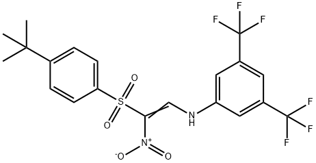 1-((4-(TERT-BUTYL)PHENYL)SULFONYL)-2-((3,5-BIS(TRIFLUOROMETHYL)PHENYL)AMINO)-1-NITROETHENE 结构式