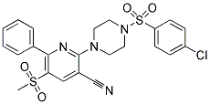 1-((4-CHLOROPHENYL)SULFONYL)-4-[3-CYANO-5-(METHYLSULFONYL)-6-PHENYLPYRIDIN-2-YL]PIPERAZINE 结构式