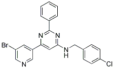 6-(5-BROMOPYRIDIN-3-YL)-N-(4-CHLOROBENZYL)-2-PHENYLPYRIMIDIN-4-AMINE 结构式