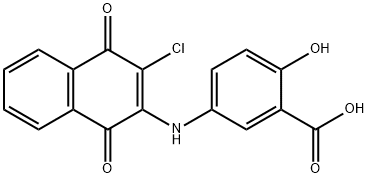 5-[(3-CHLORO-1,4-DIOXO-1,4-DIHYDRO-2-NAPHTHALENYL)AMINO]-2-HYDROXYBENZENECARBOXYLIC ACID 结构式