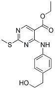 ETHYL 4-{[4-(2-HYDROXYETHYL)PHENYL]AMINO}-2-(METHYLTHIO)PYRIMIDINE-5-CARBOXYLATE 结构式