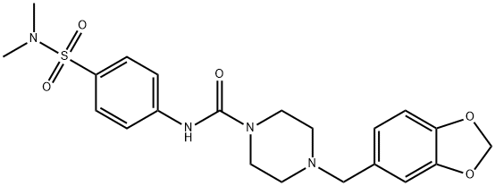 4-(1,3-Benzodioxol-5-ylmethyl)-N-(4-[(dimethylamino)sulfonyl]phenyl)tetrahydro-1(2H)-pyrazinecarboxamide 结构式