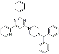 4-(4-BENZHYDRYL-PIPERAZIN-1-YL)-2-PHENYL-6-PYRIDIN-2-YL-PYRIMIDINE 结构式