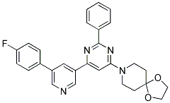 8-(6-[5-(4-FLUORO-PHENYL)-PYRIDIN-3-YL]-2-PHENYL-PYRIMIDIN-4-YL)-1,4-DIOXA-8-AZA-SPIRO[4.5]DECANE 结构式