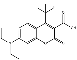 7-(DIETHYLAMINO)-2-OXO-4-(TRIFLUOROMETHYL)-2H-CHROMENE-3-CARBOXYLIC ACID 结构式