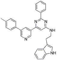 [2-(1H-Indol-3-yl)-ethyl]-[2-phenyl-6-(5-p-tolyl-pyridin-3-yl)-pyrimidin-4-yl]-amine 结构式