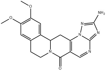 2-AMINO-11,12-DIMETHOXY-8,9,13B,14-TETRAHYDRO-6H-[1,2,4]TRIAZOLO[5'',1'':2',3']PYRIMIDO[4',5':4,5]PYRIDO[2,1-A]ISOQUINOLIN-6-ONE 结构式