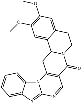 2,3-Dimethoxy-5,6,17,17a-tetrahydro-8H-[1,3]benzimidazo[2'',1'':2',3']pyrimido[4',5':4,5]pyrido[2,1-a]isoquinolin-8-one 结构式