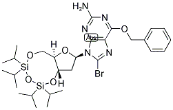 O6-BENZYL-8-BROMO-N9-[3',5'-O-(1,1,3,3-TETRAKIS(ISOPROPYL)-1,3-DISILOXANEDIYL)-BETA-D-2'-DEOXYRIBOFURANOSYL]GUANINE 结构式